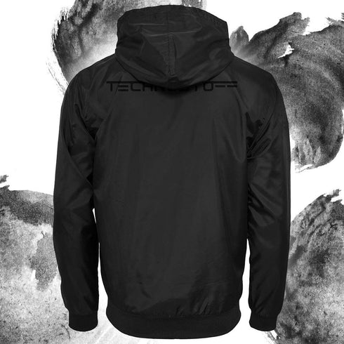 Technostoff Classic Windrunner für Festival Raves in schwarz von hinten